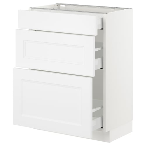 SEKTION / MAXIMERA Armoire inf 3 tir, blanc/Axstad blanc mat, 24x15x30 "