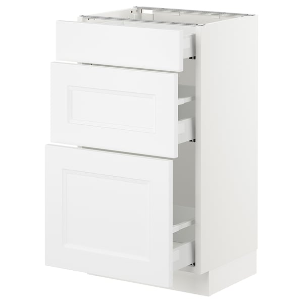 SEKTION / MAXIMERA Armoire inf 3 tir, blanc/Axstad blanc mat, 18x15x30 "