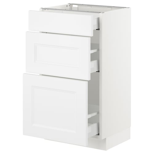 SEKTION / MAXIMERA Armoire inf 3 tir, blanc/Axstad blanc mat, 18x15x30 "