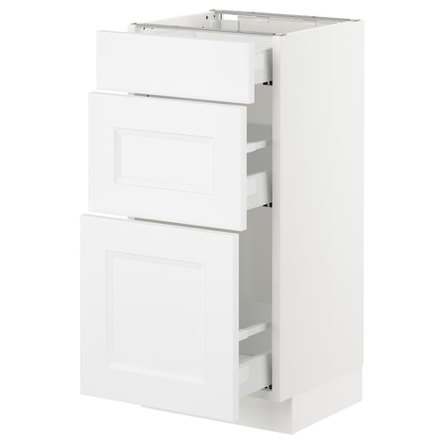 SEKTION / MAXIMERA Armoire inf 3 tir, blanc/Axstad blanc mat, 15x15x30 "