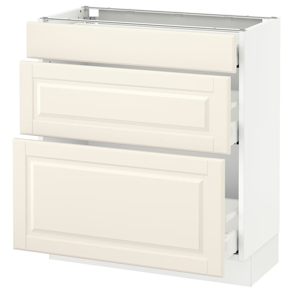 SEKTION / MAXIMERA Armoire inf 3 tir, blanc/Bodbyn blanc cassé, 30x15x30 "