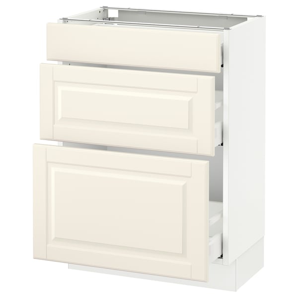 SEKTION / MAXIMERA Armoire inf 3 tir, blanc/Bodbyn blanc cassé, 24x15x30 "