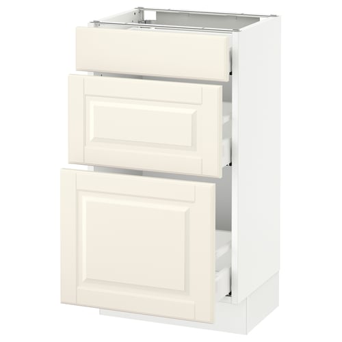SEKTION / MAXIMERA Armoire inf 3 tir, blanc/Bodbyn blanc cassé, 18x15x30 "