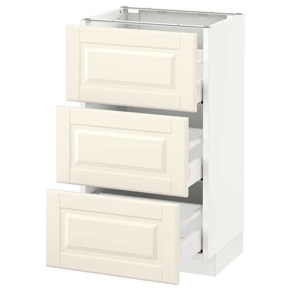 SEKTION / MAXIMERA Armoire inf 3 tir, blanc/Bodbyn blanc cassé, 18x15x30 "