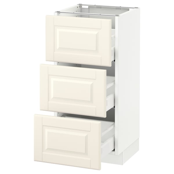 SEKTION / MAXIMERA Armoire inf 3 tir, blanc/Bodbyn blanc cassé, 15x15x30 "
