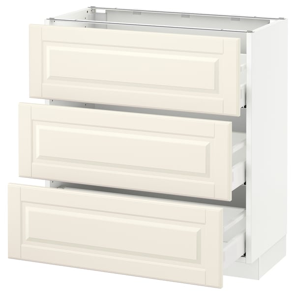 SEKTION / MAXIMERA Armoire inf 3 tir, blanc/Bodbyn blanc cassé, 30x15x30 "