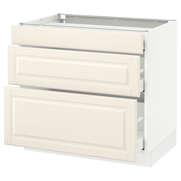 SEKTION / MAXIMERA Armoire inf 3 tir, blanc/Bodbyn blanc cassé, 36x24x30 "