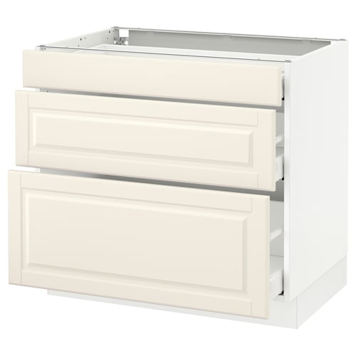 SEKTION / MAXIMERA Armoire inf 3 tir, blanc/Bodbyn blanc cassé, 36x24x30 "