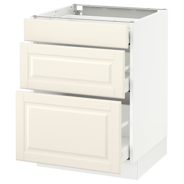SEKTION / MAXIMERA Armoire inf 3 tir, blanc/Bodbyn blanc cassé, 24x24x30 "