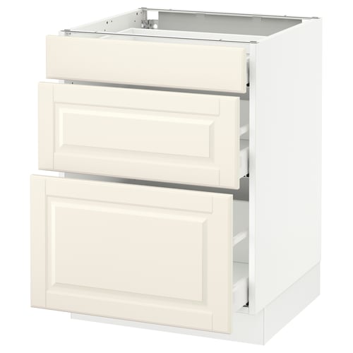 SEKTION / MAXIMERA Armoire inf 3 tir, blanc/Bodbyn blanc cassé, 24x24x30 "