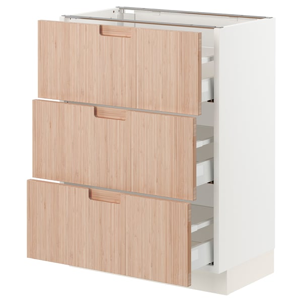 SEKTION / MAXIMERA Armoire inf 3 tir, blanc/Fröjered bambou clair, 24x15x30 "