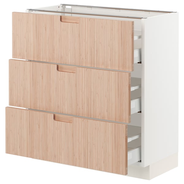 SEKTION / MAXIMERA Armoire inf 3 tir, blanc/Fröjered bambou clair, 30x15x30 "
