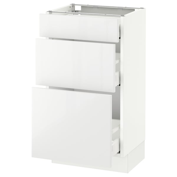 SEKTION / MAXIMERA Armoire inf 3 tir, blanc/Ringhult blanc, 18x15x30 "