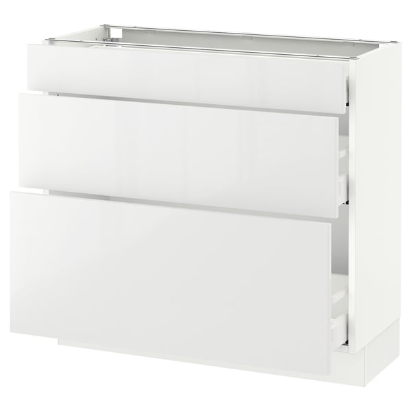 SEKTION / MAXIMERA Armoire inf 3 tir, blanc/Ringhult blanc, 36x15x30 "