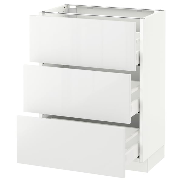 SEKTION / MAXIMERA Armoire inf 3 tir, blanc/Ringhult blanc, 24x15x30 "