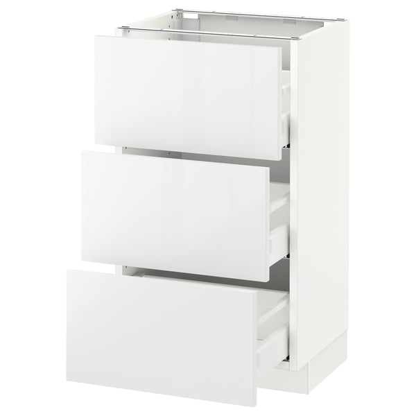 SEKTION / MAXIMERA Armoire inf 3 tir, blanc/Ringhult blanc, 18x15x30 "