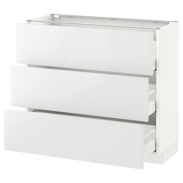 SEKTION / MAXIMERA Armoire inf 3 tir, blanc/Ringhult blanc, 36x15x30 "
