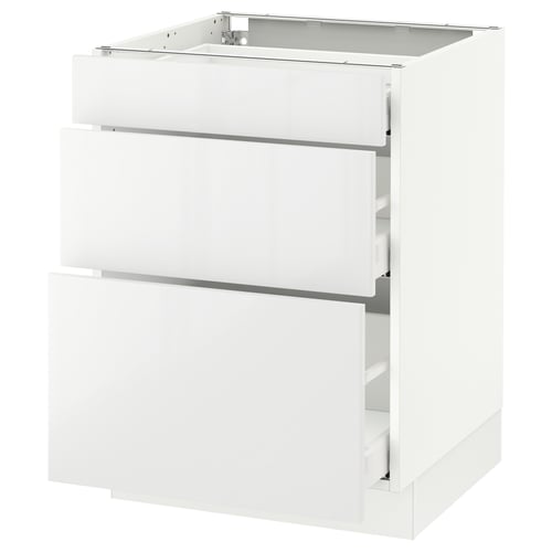 SEKTION / MAXIMERA Armoire inf 3 tir, blanc/Ringhult blanc, 24x24x30 "