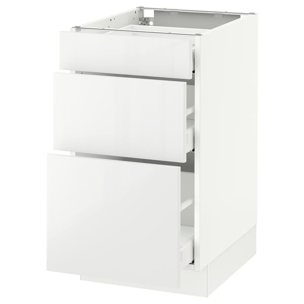 SEKTION / MAXIMERA Armoire inf 3 tir, blanc/Ringhult blanc, 18x24x30 "