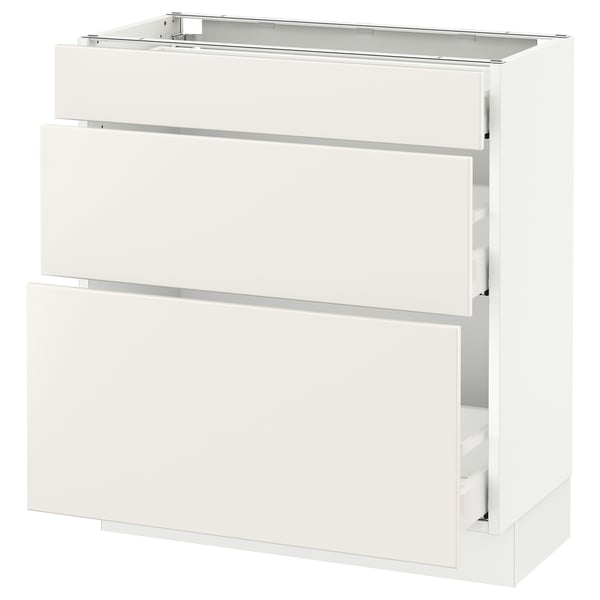 SEKTION / MAXIMERA Armoire inf 3 tir, blanc/Veddinge blanc, 30x15x30 "