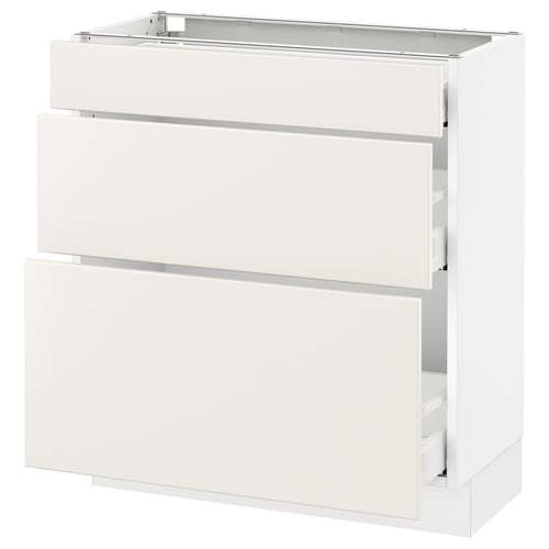 SEKTION / MAXIMERA Armoire inf 3 tir, blanc/Veddinge blanc, 30x15x30 "