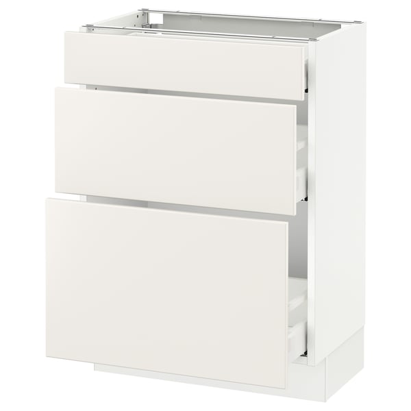 SEKTION / MAXIMERA Armoire inf 3 tir, blanc/Veddinge blanc, 24x15x30 "