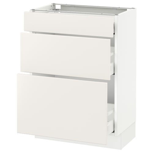 SEKTION / MAXIMERA Armoire inf 3 tir, blanc/Veddinge blanc, 24x15x30 "