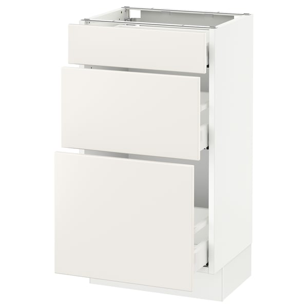 SEKTION / MAXIMERA Armoire inf 3 tir, blanc/Veddinge blanc, 18x15x30 "