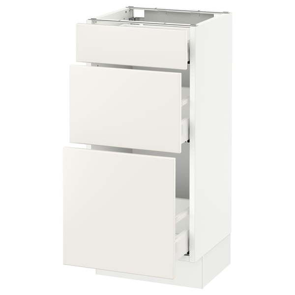 SEKTION / MAXIMERA Armoire inf 3 tir, blanc/Veddinge blanc, 15x15x30 "