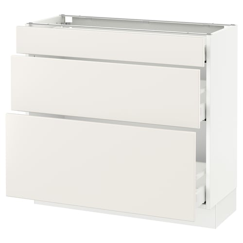 SEKTION / MAXIMERA Armoire inf 3 tir, blanc/Veddinge blanc, 36x15x30 "