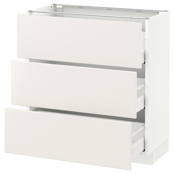 SEKTION / MAXIMERA Armoire inf 3 tir, blanc/Veddinge blanc, 30x15x30 "