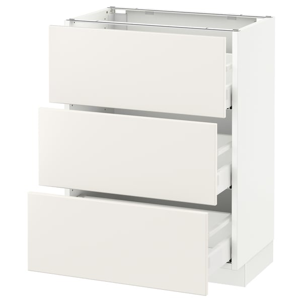 SEKTION / MAXIMERA Armoire inf 3 tir, blanc/Veddinge blanc, 24x15x30 "