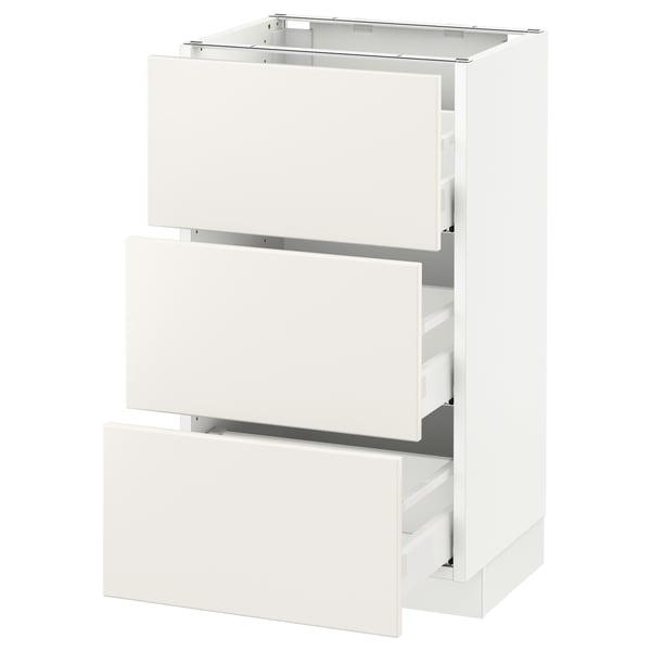 SEKTION / MAXIMERA Armoire inf 3 tir, blanc/Veddinge blanc, 18x15x30 "