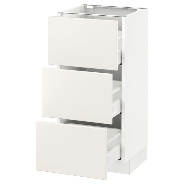 SEKTION / MAXIMERA Armoire inf 3 tir, blanc/Veddinge blanc, 15x15x30 "
