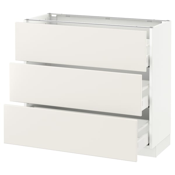 SEKTION / MAXIMERA Armoire inf 3 tir, blanc/Veddinge blanc, 36x15x30 "