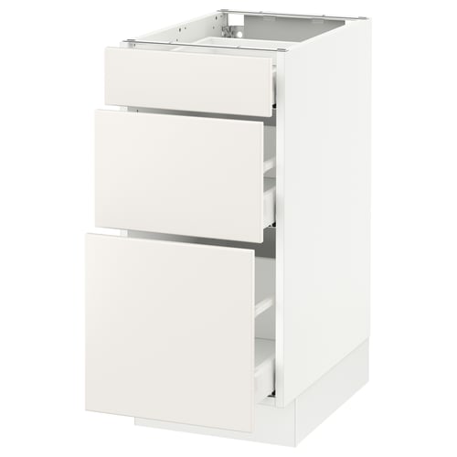 SEKTION / MAXIMERA Armoire inf 3 tir, blanc/Veddinge blanc, 15x24x30 "