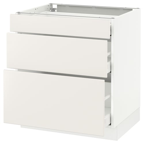 SEKTION / MAXIMERA Armoire inf 3 tir, blanc/Veddinge blanc, 30x24x30 "