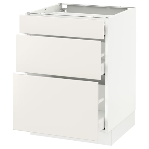 SEKTION / MAXIMERA Armoire inf 3 tir, blanc/Veddinge blanc, 24x24x30 "