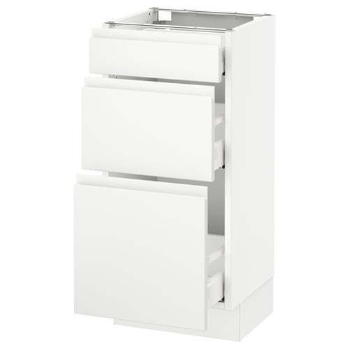 SEKTION / MAXIMERA Armoire inf 3 tir, blanc/Voxtorp blanc mat, 15x15x30 "