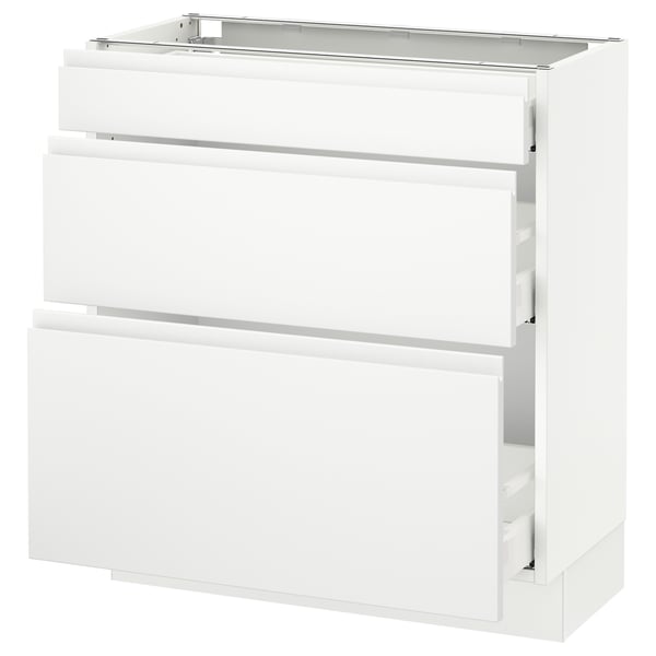 SEKTION / MAXIMERA Armoire inf 3 tir, blanc/Voxtorp blanc mat, 30x15x30 "