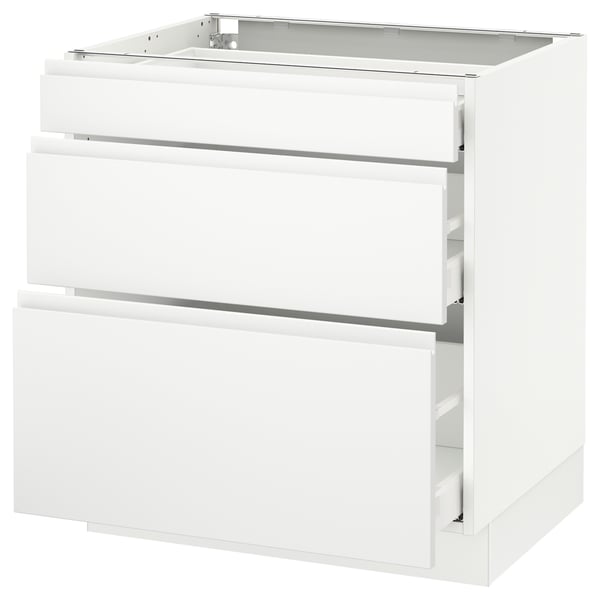 SEKTION / MAXIMERA Armoire inf 3 tir, blanc/Voxtorp blanc mat, 30x24x30 "