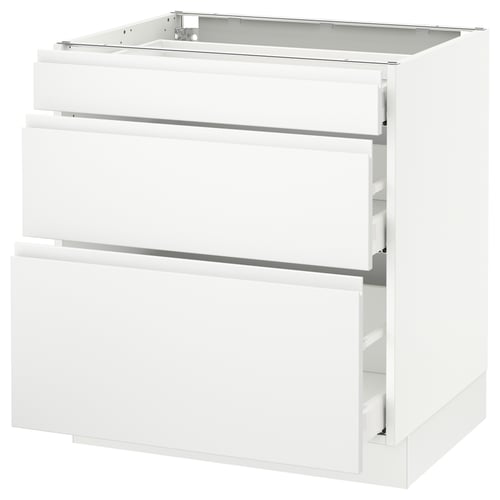 SEKTION / MAXIMERA Armoire inf 3 tir, blanc/Voxtorp blanc mat, 30x24x30 "