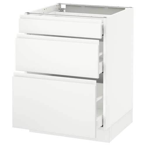 SEKTION / MAXIMERA Armoire inf 3 tir, blanc/Voxtorp blanc mat, 24x24x30 "