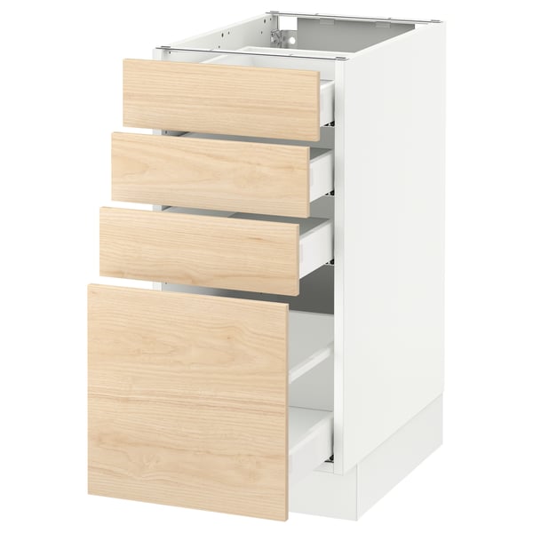 SEKTION / MAXIMERA Armoire inf 4 tir, blanc/Askersund effet frêne clair, 15x24x30 "