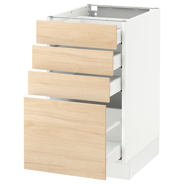 SEKTION / MAXIMERA Armoire inf 4 tir, blanc/Askersund effet frêne clair, 18x24x30 "