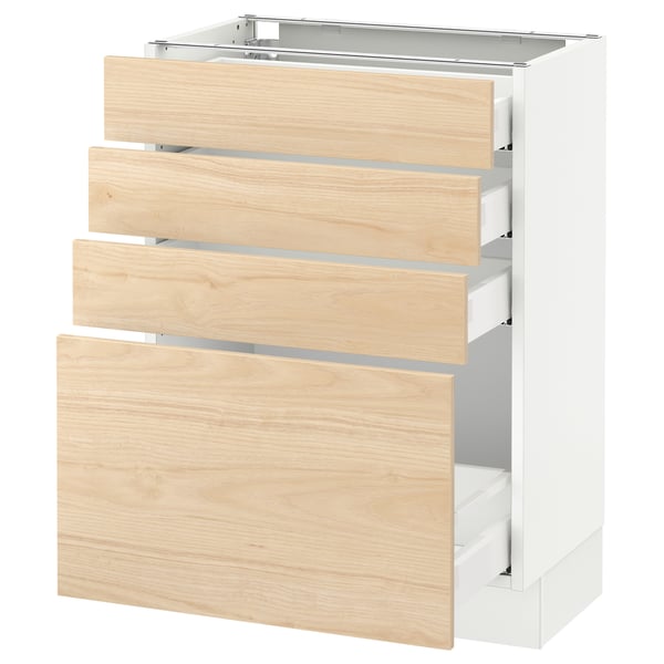 SEKTION / MAXIMERA Armoire inf 4 tir, blanc/Askersund effet frêne clair, 24x15x30 "