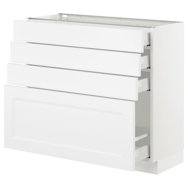 SEKTION / MAXIMERA Armoire inf 4 tir, blanc/Axstad blanc mat, 36x15x30 "