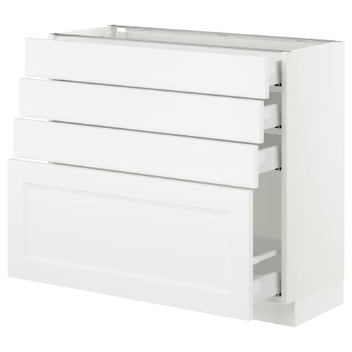 SEKTION / MAXIMERA Armoire inf 4 tir, blanc/Axstad blanc mat, 36x15x30 "