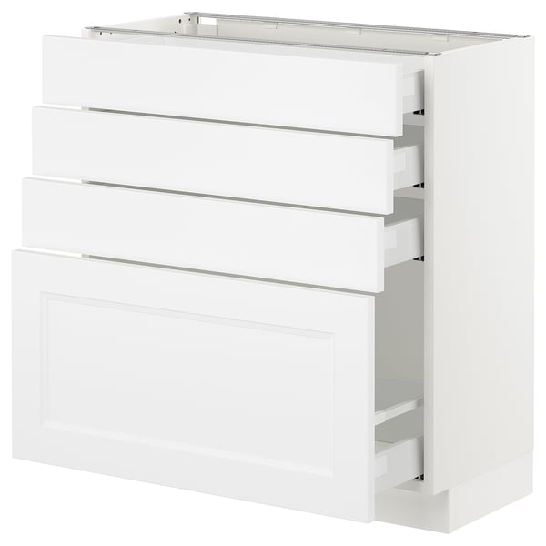 SEKTION / MAXIMERA Armoire inf 4 tir, blanc/Axstad blanc mat, 30x15x30 "