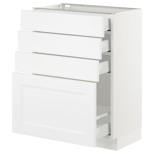 SEKTION / MAXIMERA Armoire inf 4 tir, blanc/Axstad blanc mat, 24x15x30 "